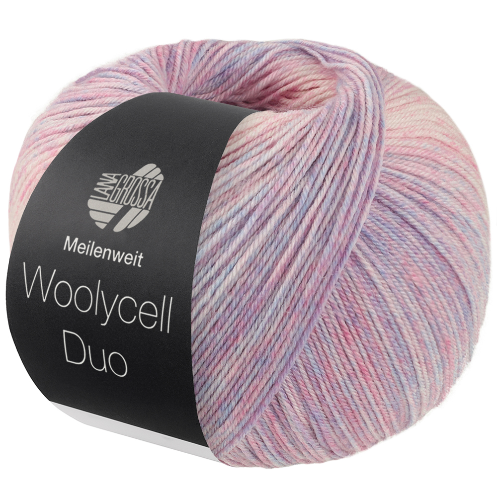 Woolycell Duo - Lana Grossa - coloris 6003 - Bleu Violet / rose/ crème