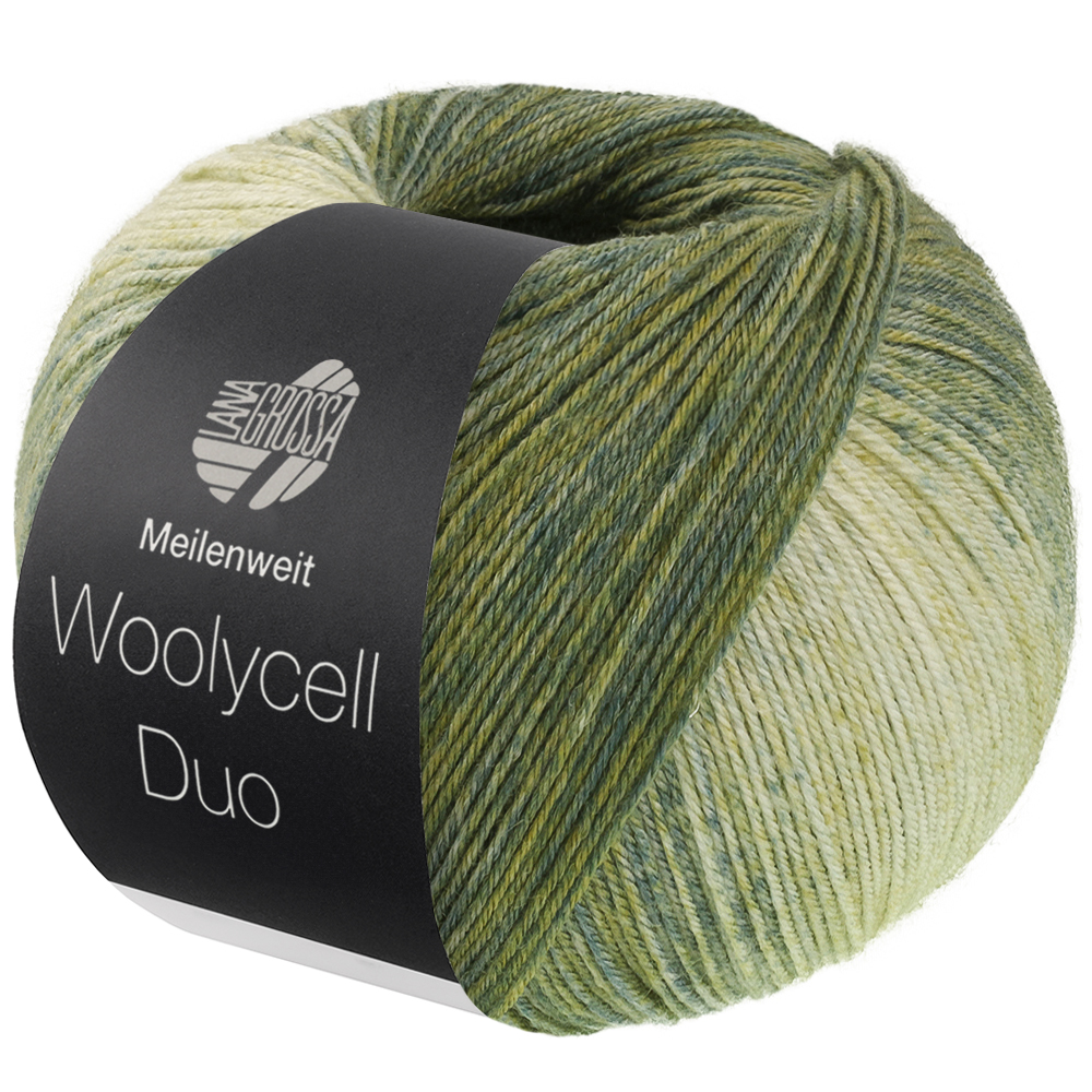 Woolycell Duo - Lana Grossa - coloris 6008 - Olive / gris-vert/ gris-beige
