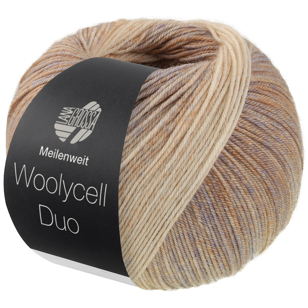 Woolycell Duo - Lana Grossa - coloris 6009 - beige/ beige sable / gris