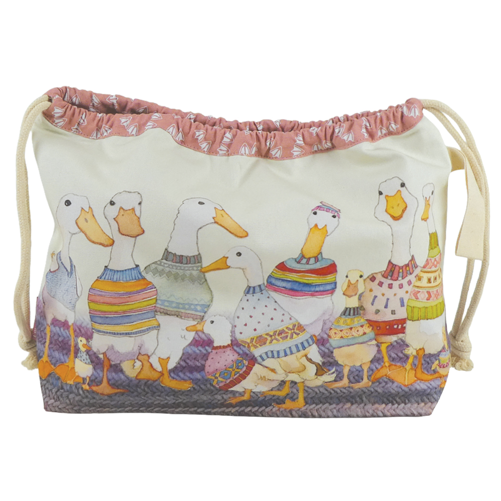Sac à cordon Dapper Ducks – Sac projet tricot coton – Emma Ball